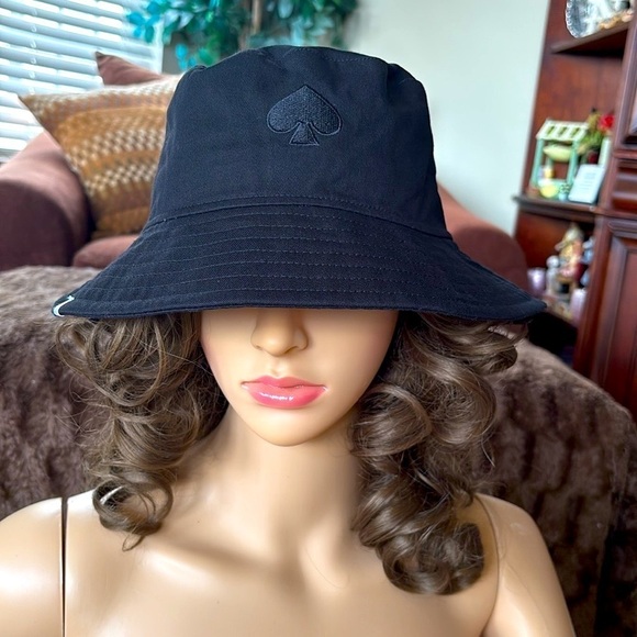 Brand New Kate Spade Black Logo Bucket Hat Pink Lining Classic Preppy main image 4